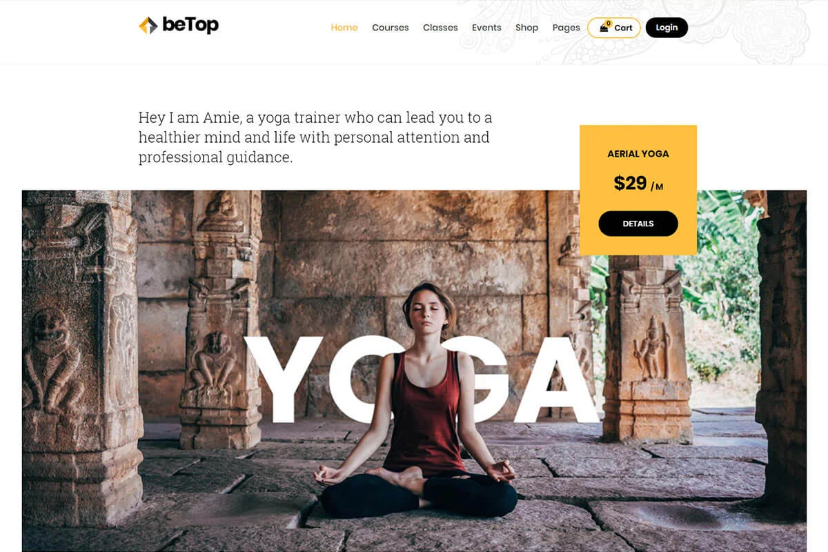 BeTop 是瑜伽教练的 wordpress 主题