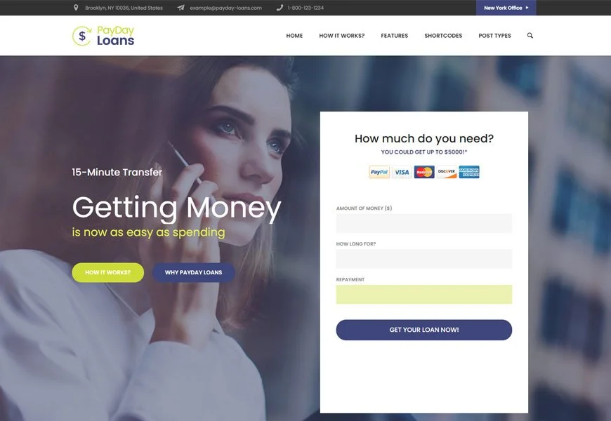 Payday Loans는 금융 WordPress 테마입니다.
