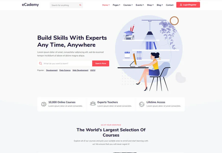 eCademy es el tema educativo de wordpress de lms
