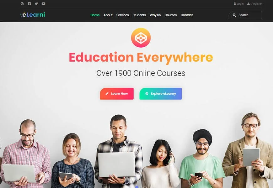 eLearni es un impresionante tema de WordPress para la educación
