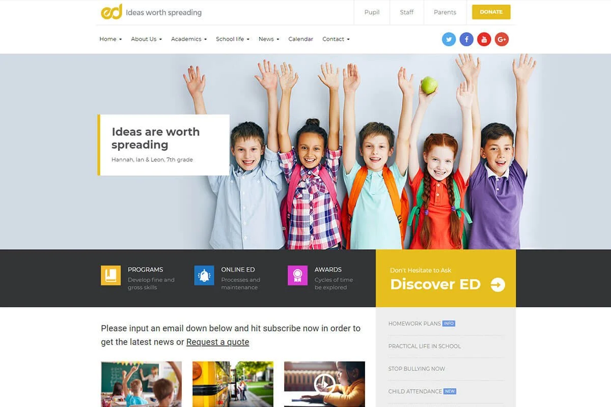 mejor tema de WordPress para sitios web educativos