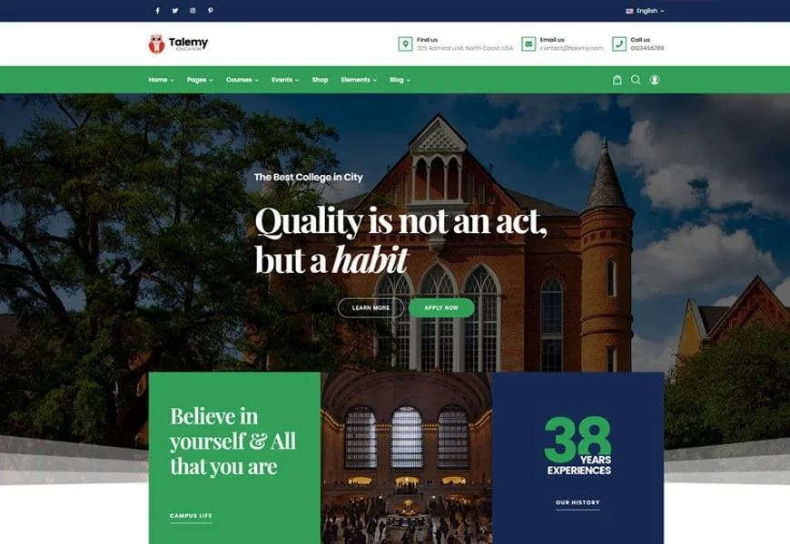 Talemy es un sitio web ideal de temas de WordPress para la educación