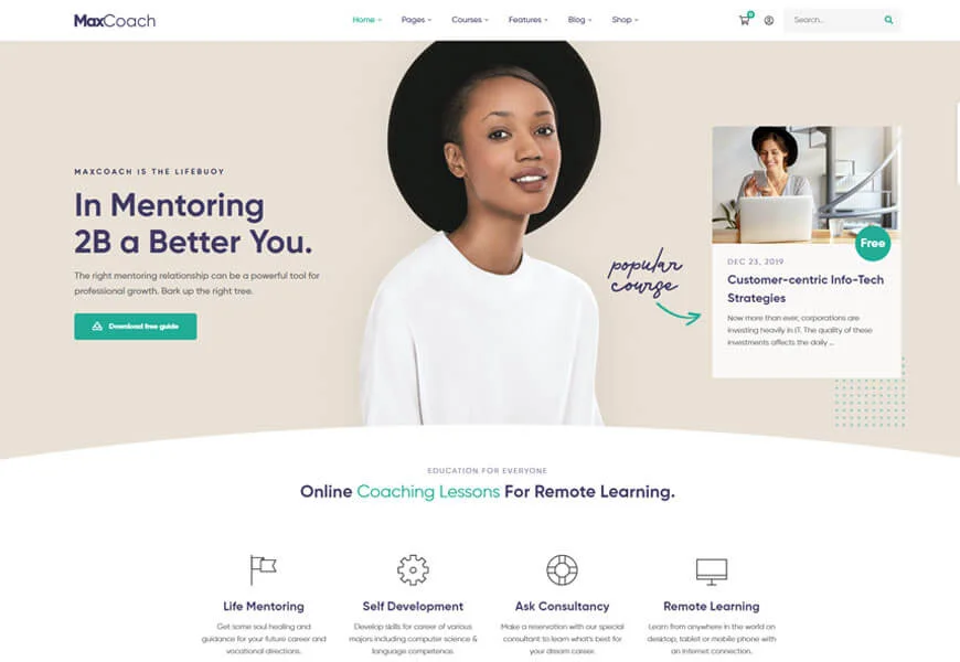 MaxCoach es un tema educativo brillante para el entrenamiento.