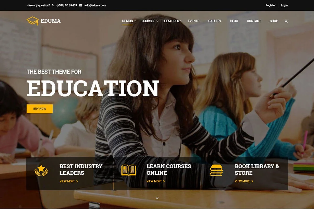 Eduma es otro de los mejores temas de WordPress para la educación