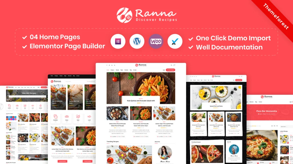 Ranna - สูตรอาหาร WordPress ธีม