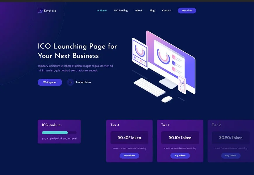 ICO Kryptova - 最好的加密货币网站模板