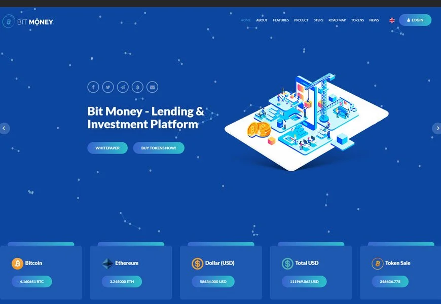 Bit Money - 加密货币交易网站模板