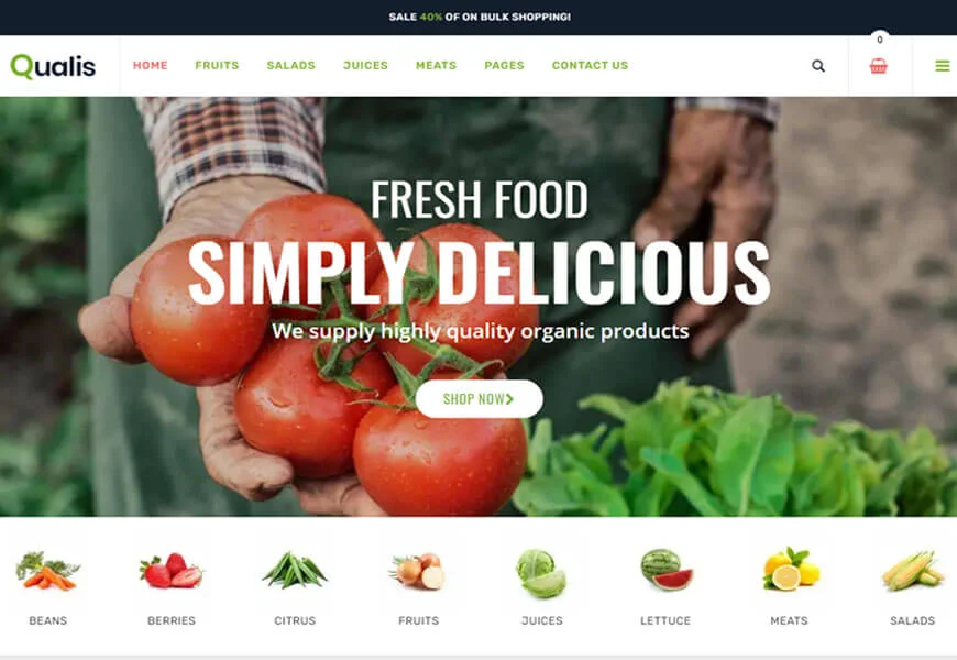 ธีม woocommerce อาหารออร์แกนิกที่ออกแบบน้อยที่สุด