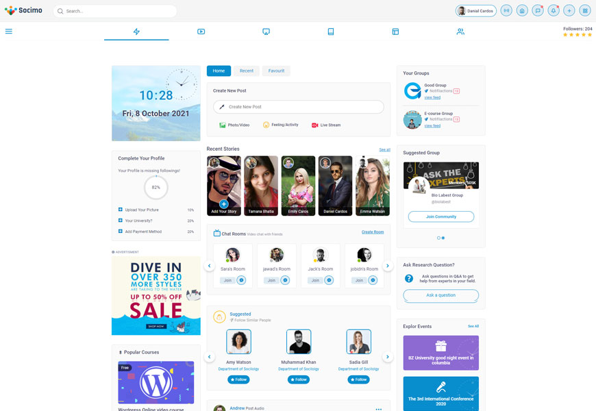 Socimo - modelo de site de eLearning