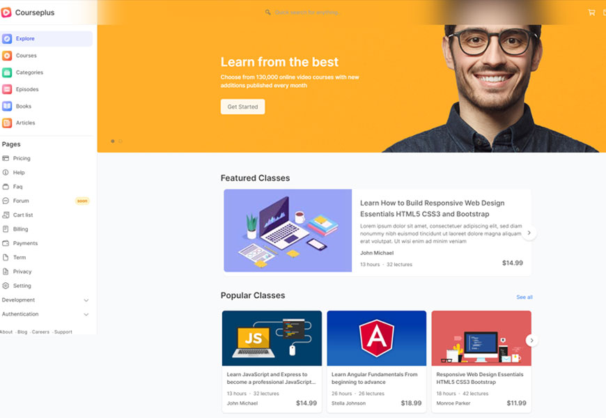 CoursePlus - bootstrap de modelo de site de aprendizado eletrônico