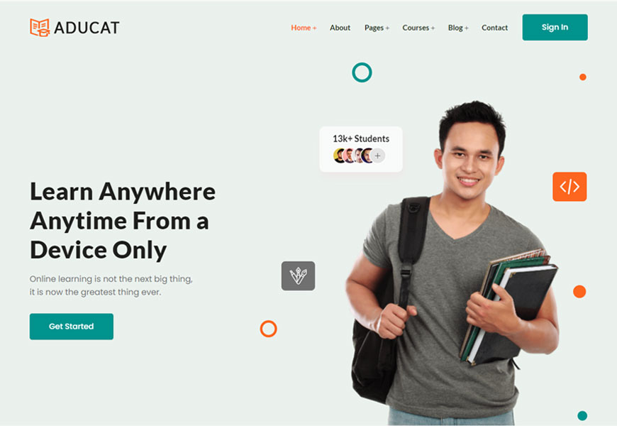 Aducat - modelo de site de eLearning