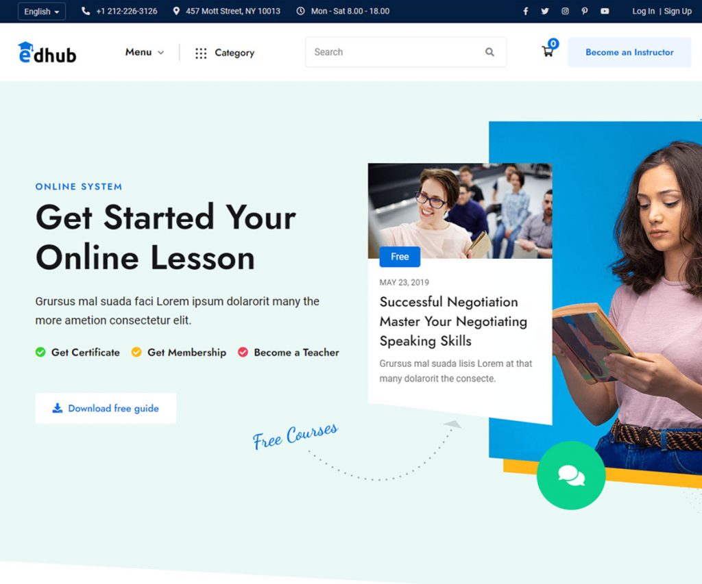 Edhub - modelo de site de eLearning