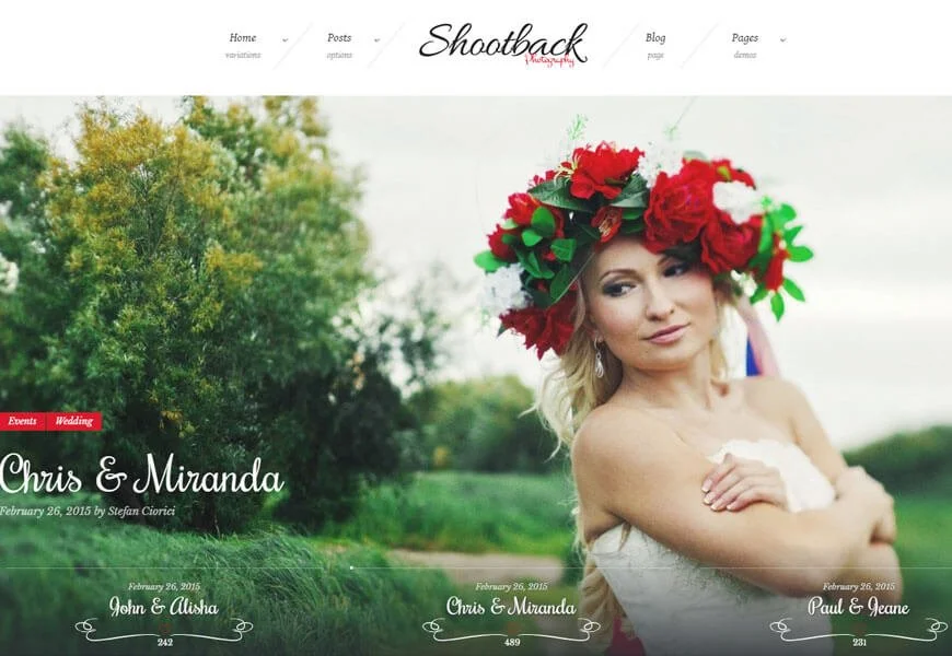 tema WordPress de fotografia de casamento