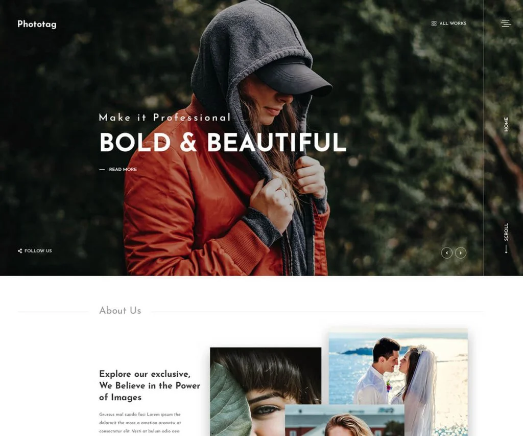 Fhototag Um dos melhores temas WordPress de portfólio de fotografia