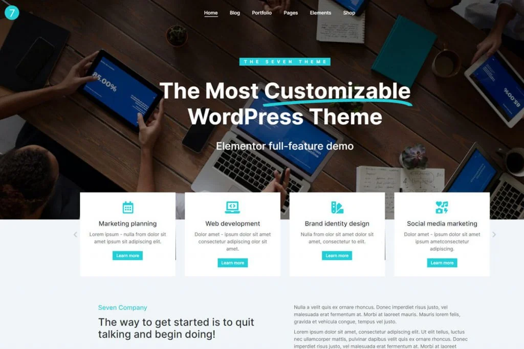 The7 é o tema WordPress multiuso criativo