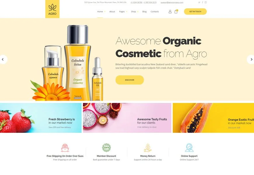 Agro - Șabloane de site-uri pentru produse alimentare