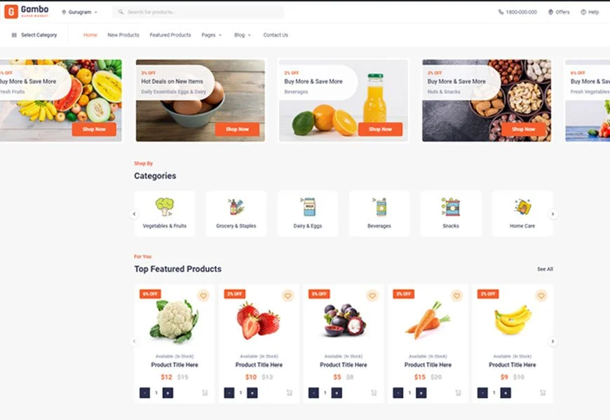 gambo este un șablon HTML pentru site-ul web al magazinului organic