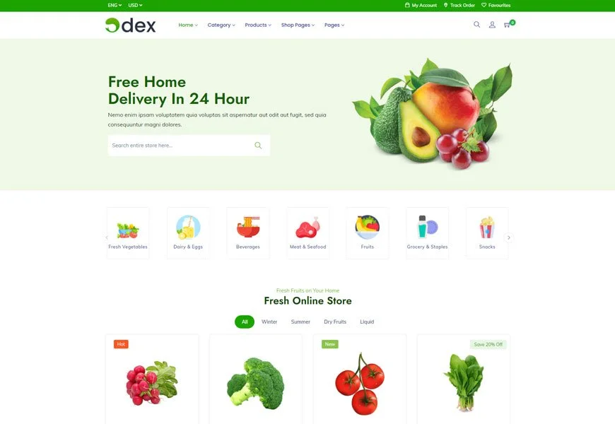 odex este șablon premium pentru site-ul web de băcănie