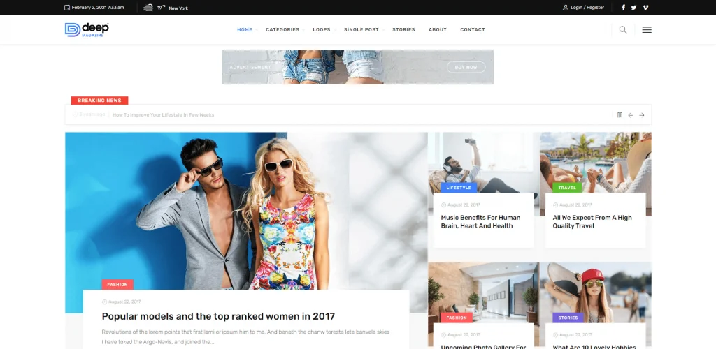 Deep este o revistă WordPress bogată în funcții