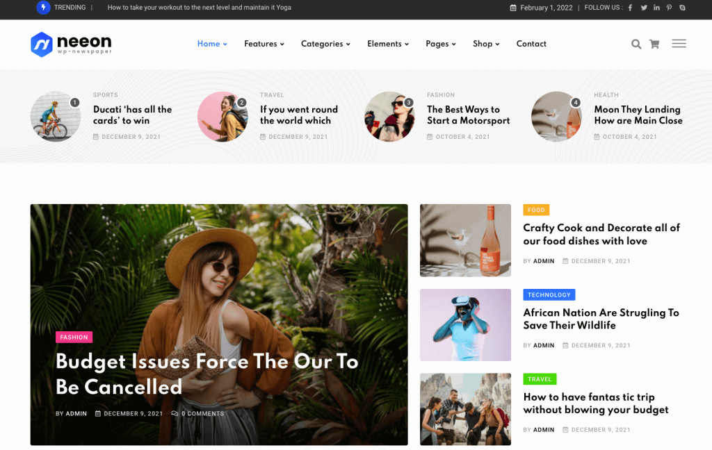 Neeon - tema revistei WordPress