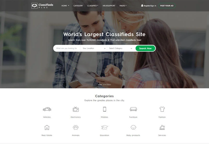 classifieldplusは最高の求人広告のウェブサイトテンプレートです