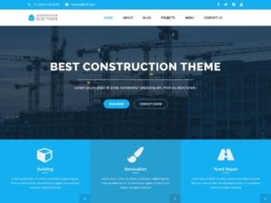 Free Blue Construction Wordpress Theme