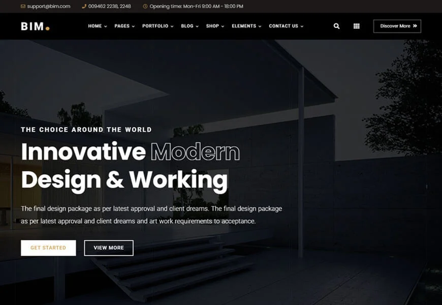 BIM adalah arsitektur, studio desain, agensi kreatif, dan tema Elementor