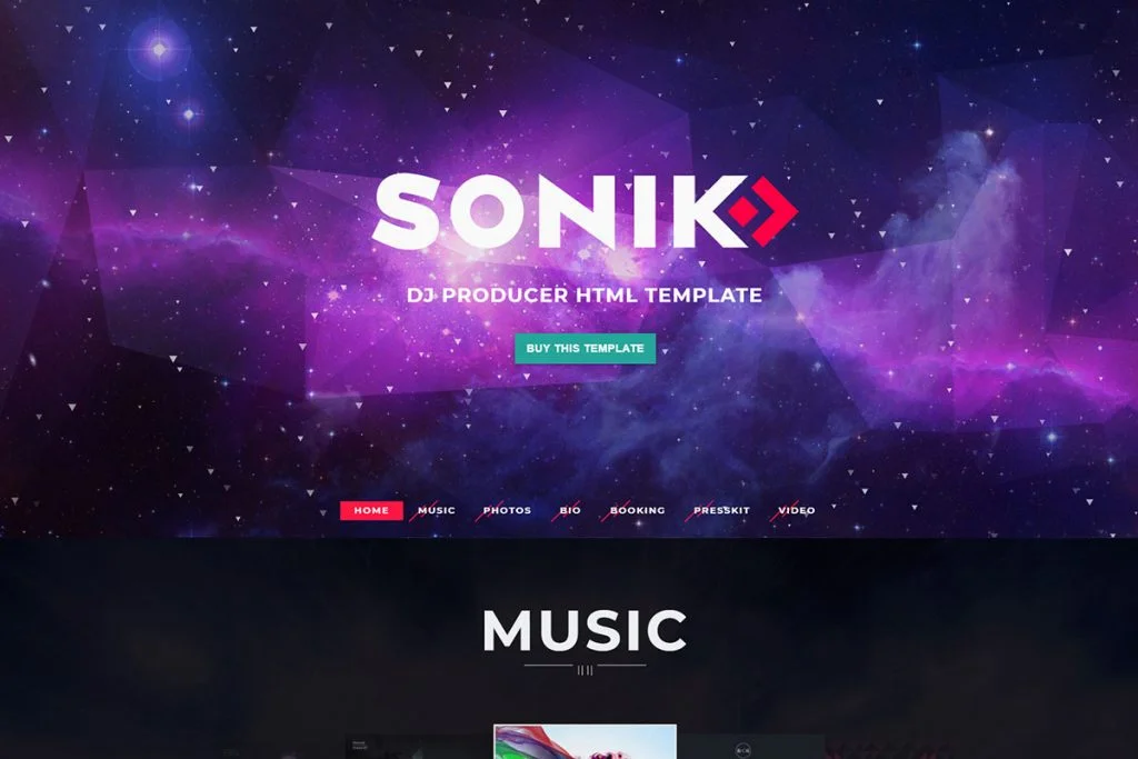 Sonik - templat situs web musik
