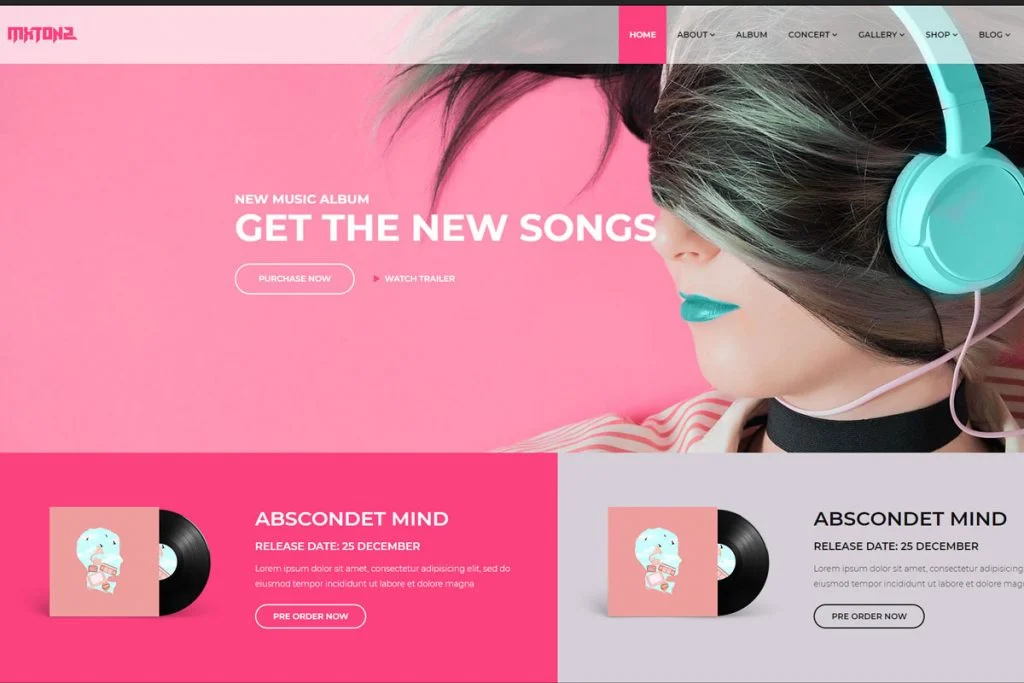 MxTonz - templat situs web artis musik