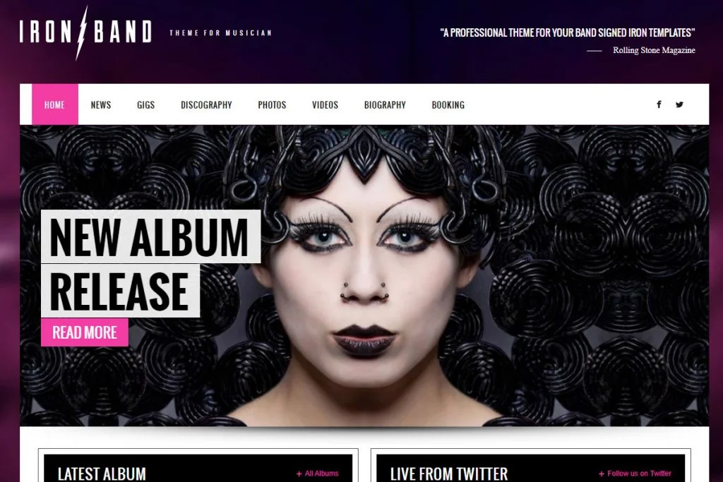 IronBand - templat situs web band musik