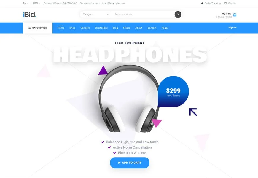 iBid - tema woocommerce multi vendor
