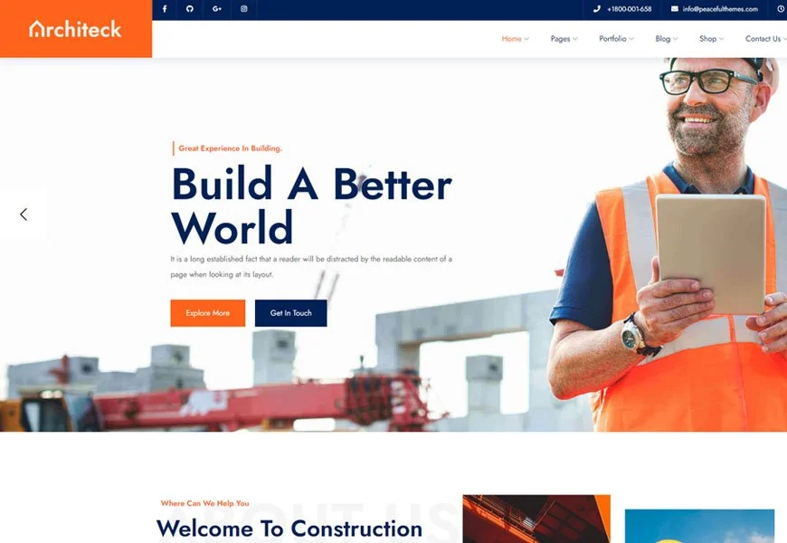 Architeck - tema WordPress perusahaan konstruksi