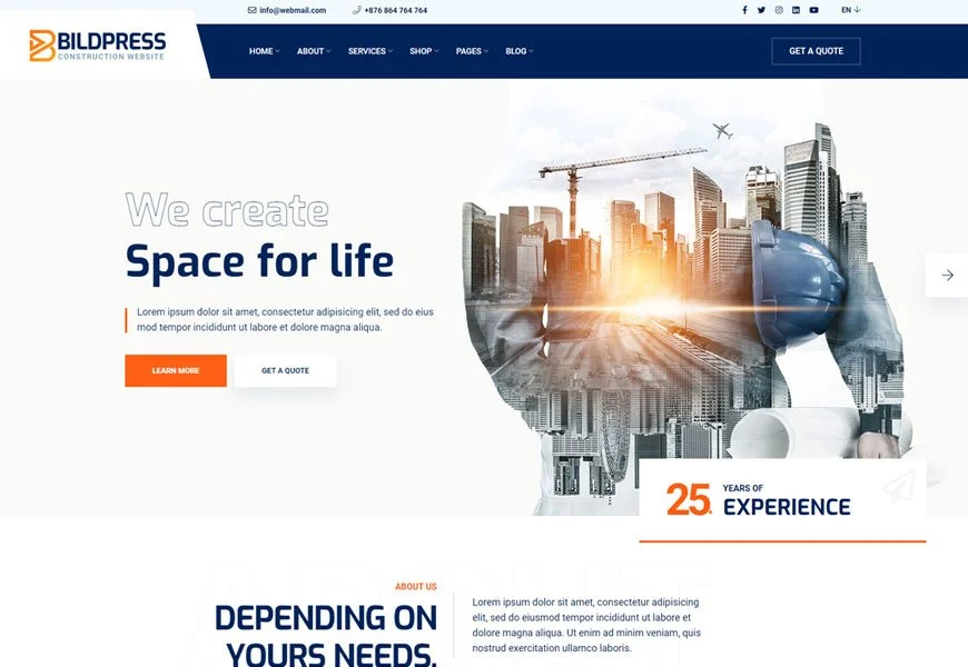 BildPress - tema WordPress perusahaan konstruksi