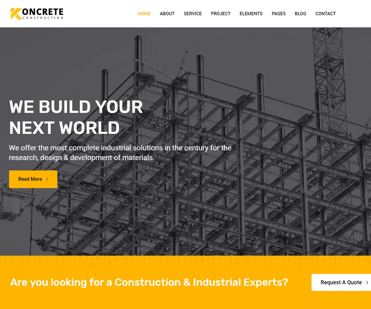 Koncrete - tema WordPress konstruksi terbaik