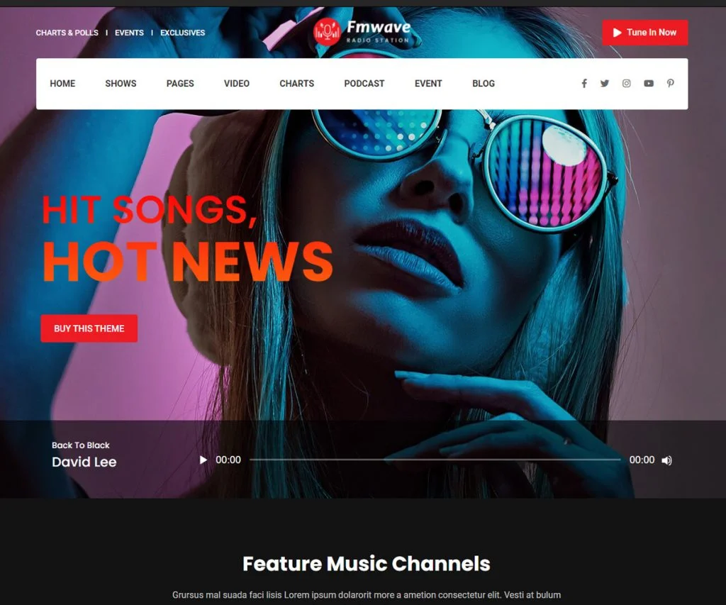 Fmwave - tema WordPress stasiun radio