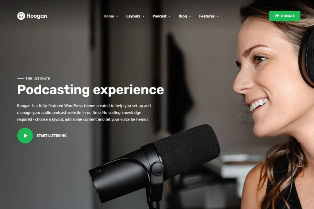 Roogan - tema WordPress stasiun radio