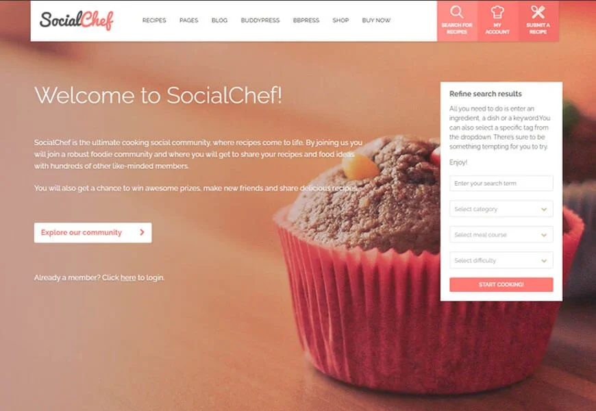 SocialChef adalah salah satu tema WordPress BuddyPress terbaik