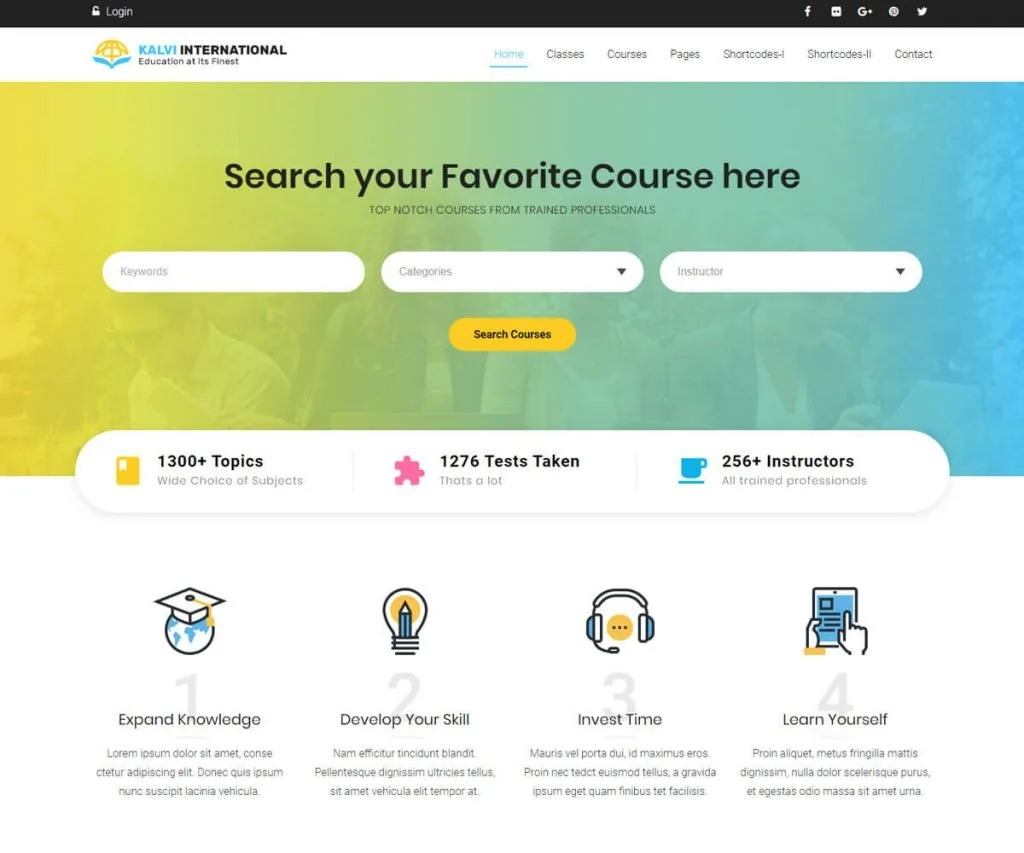 Kalvi adalah tema WordPress kursus online yang sangat responsif