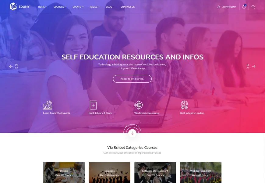 Edumy - tema pendidikan lms WordPress
