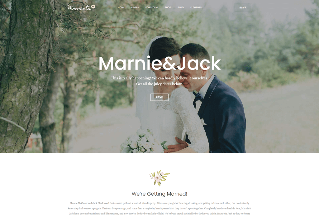 Moments - Tema WordPress fotografi pernikahan