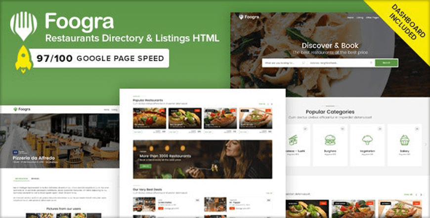 Foogra - daftar restoran kontemporer tema WordPress
