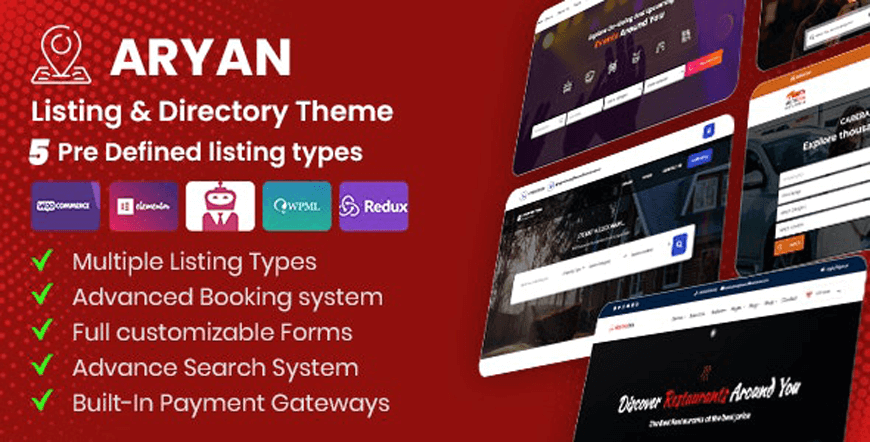 Aryan - daftar restoran tema WordPress