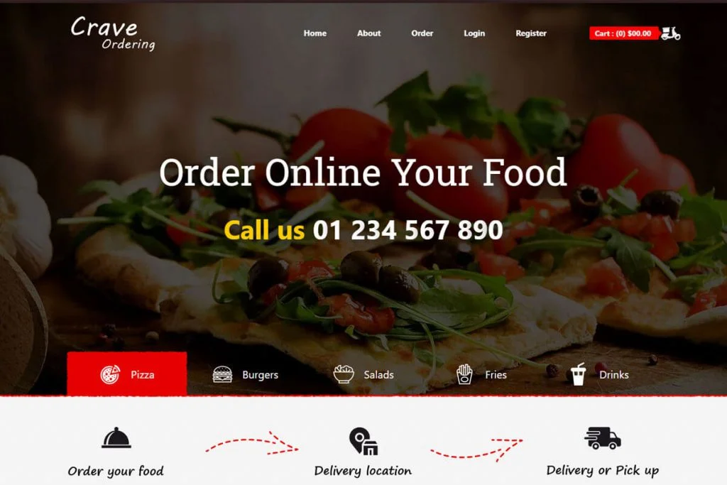 Templat situs web pengiriman pizza