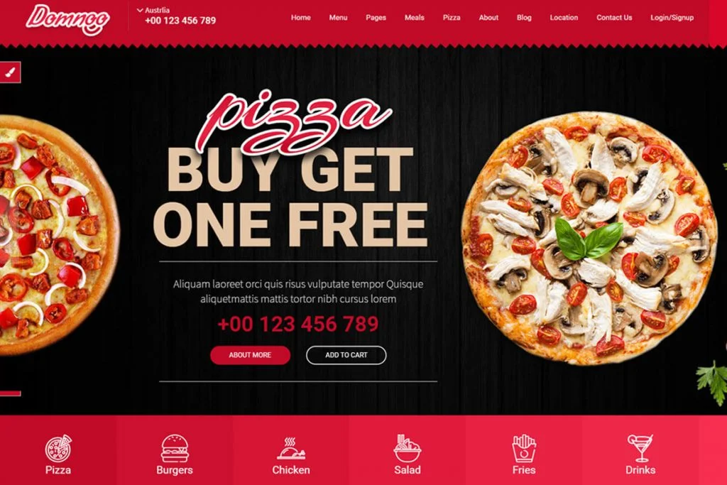 bootstrap templat situs web pizza
