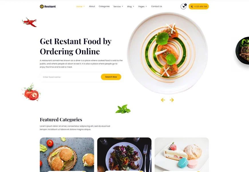 Restant - templat situs web pengiriman pizza dan makanan