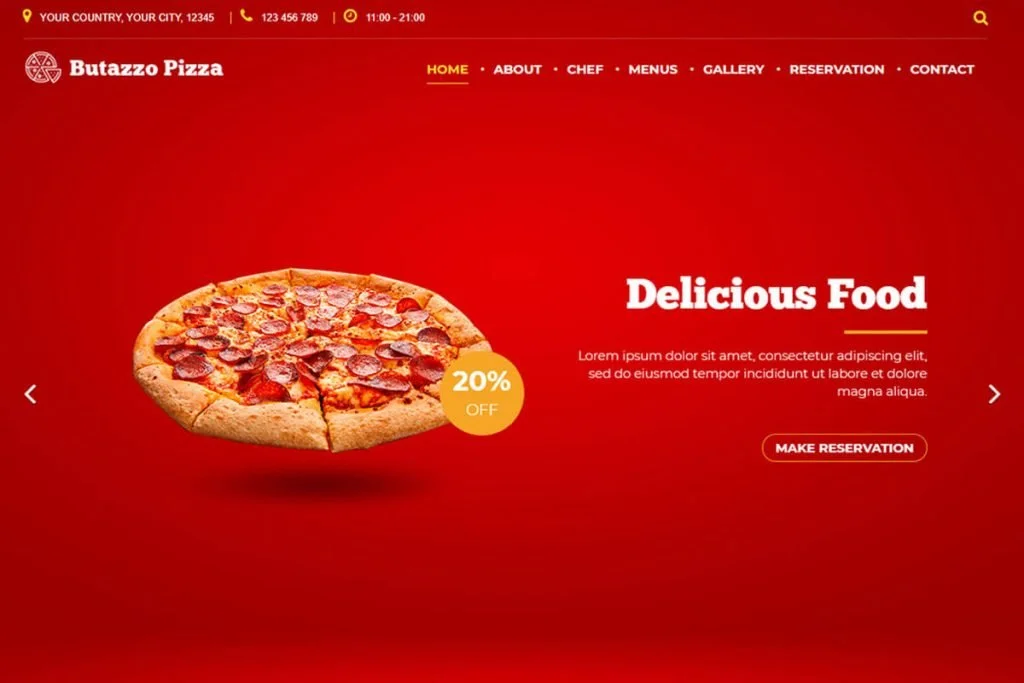 Butazzo adalah templat situs web pizza satu halaman yang unik berdasarkan kode HTML