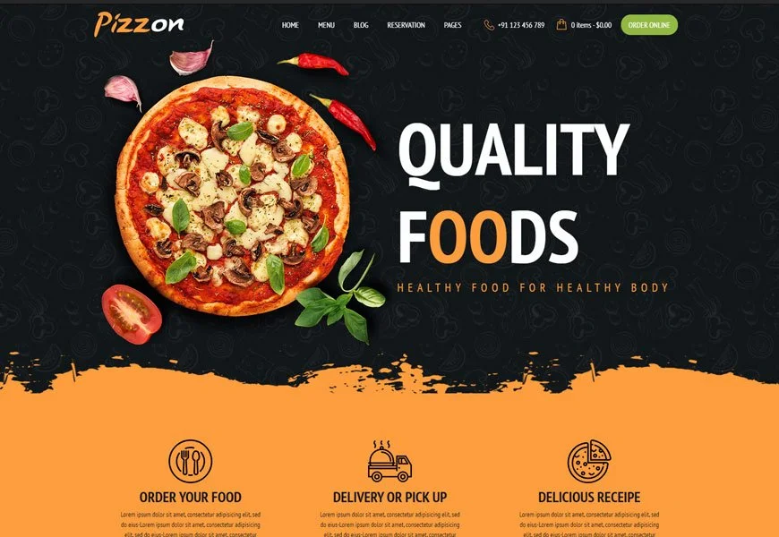 Pizzon - templat situs web restoran pizza