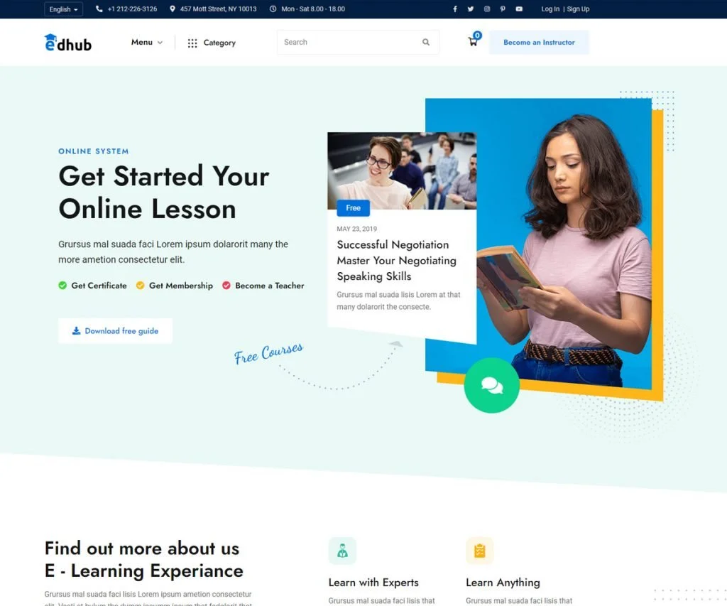 Edhub - templat situs web pendidikan