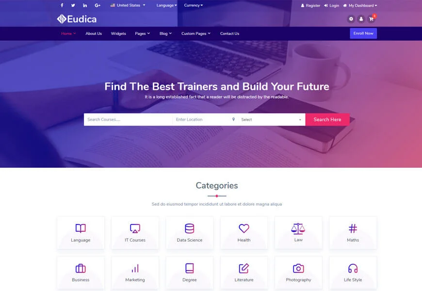 online education website template