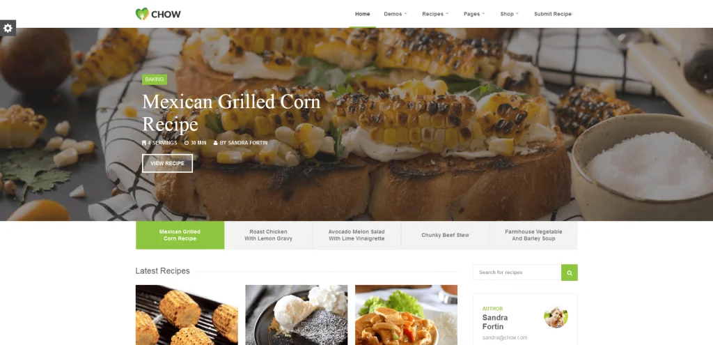 Chow - template blog bootstrap resep makanan